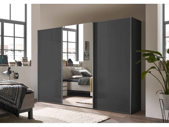 Schwebetürenschrank STAUD Select , vulkanglas, B:298cm H:222cm T:68cm, Holzwerkstoff, Schränke, Schwebetürenschrank, Türen mit Soft-Close-Funktion