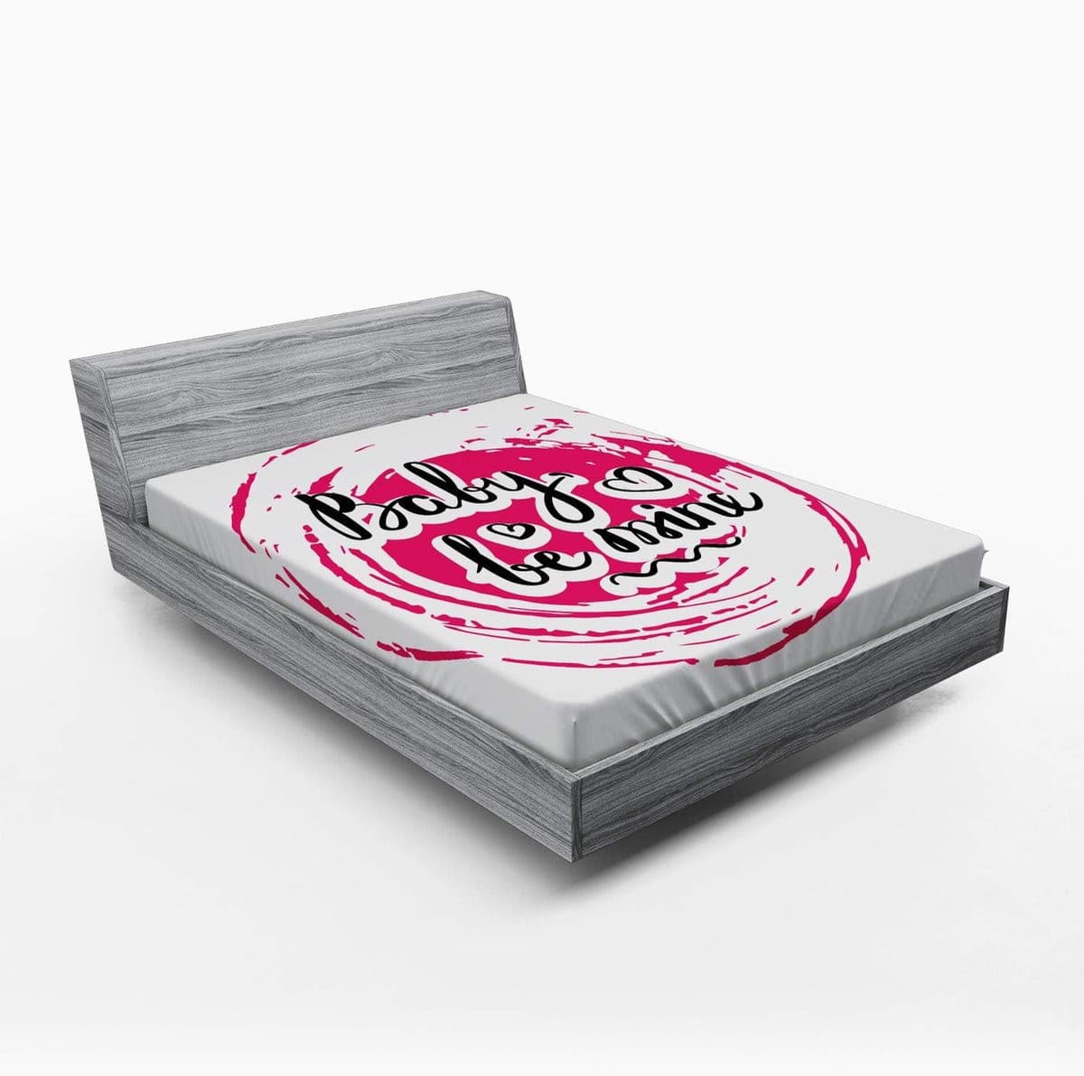 Hoeslaken met elastische band in Magenta Zwart Wit, 135 x 190 cm