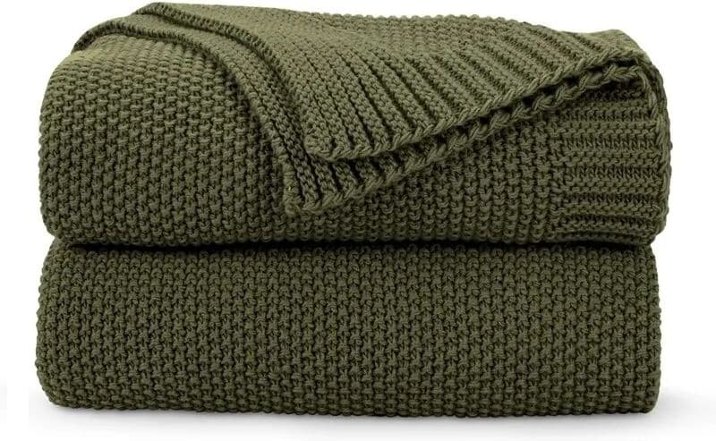 inyahome Christmas Cable Knit Throw Blanket for Couch Soft Warm Cozy Versatile Decorative Knit Throw Blanket for Sofa Christmas Gift