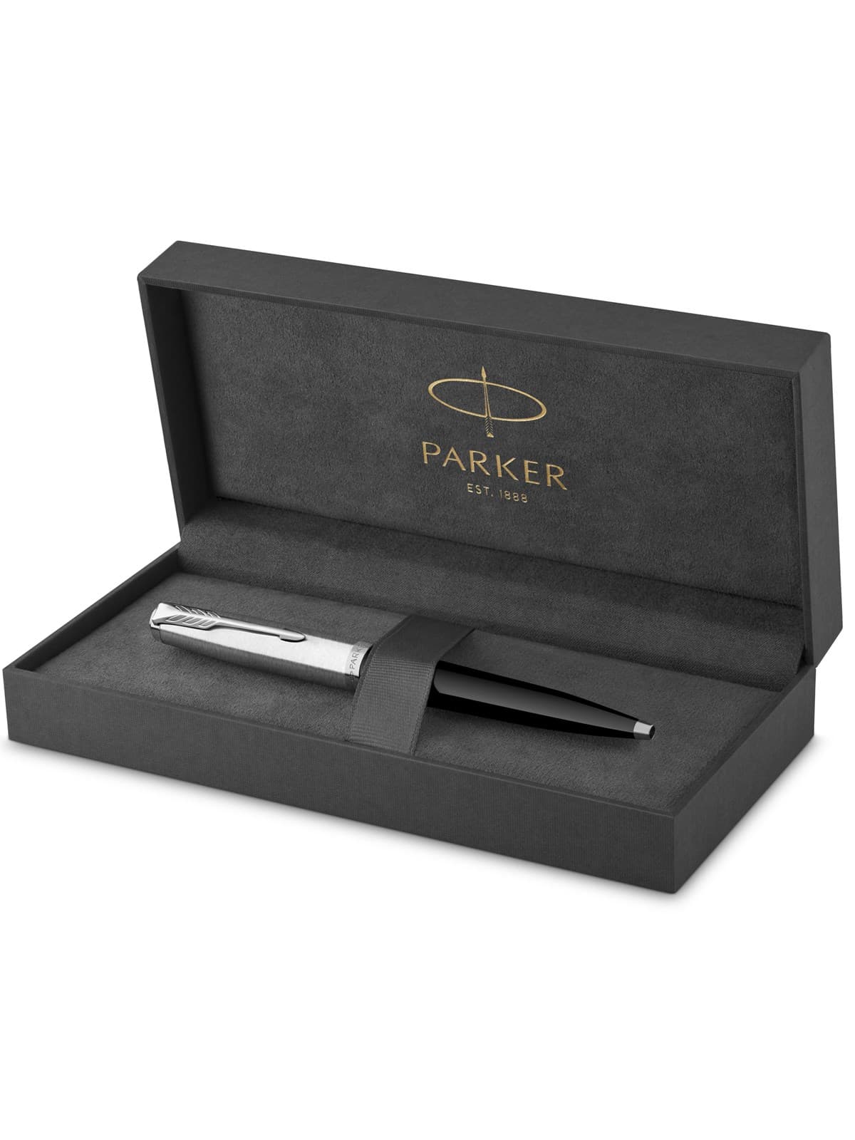 Parker 51 Kugelschreiber | Schwarzer Schaft mit Chromfarbenen Zierteilen | Mittlere Schreibspitze mit Schwarzer Nachfüllmine | Geschenkbox