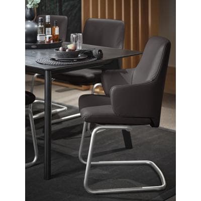 Polsterstuhl STRESSLESS "Laurel", braun (chocolate paloma, chrom matt), B:58cm H:92cm T:60cm, Leder PALOMA: PALOMA ist ein durchgefärbtes Semianilin-Möbelleder mit natürlicher Narbung., Stühle, Polsterstuhl, Low Back mit Armlehne, Größe L, mit...