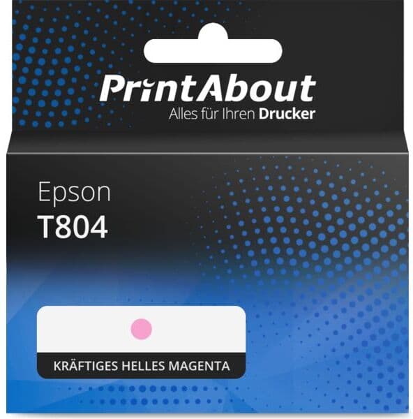 PrintAbout Druckerpatrone kompatibel mit Epson T804 (C13T804600) - Kräftiges helles Magenta