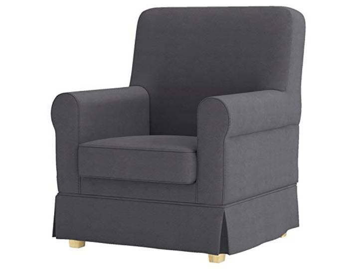 HomeTown Market Duable Ektorp Jennylund vervangende stoelhoes compatibel met stoel Jennylund alleen overtrek (polyester linnen donkergrijs)