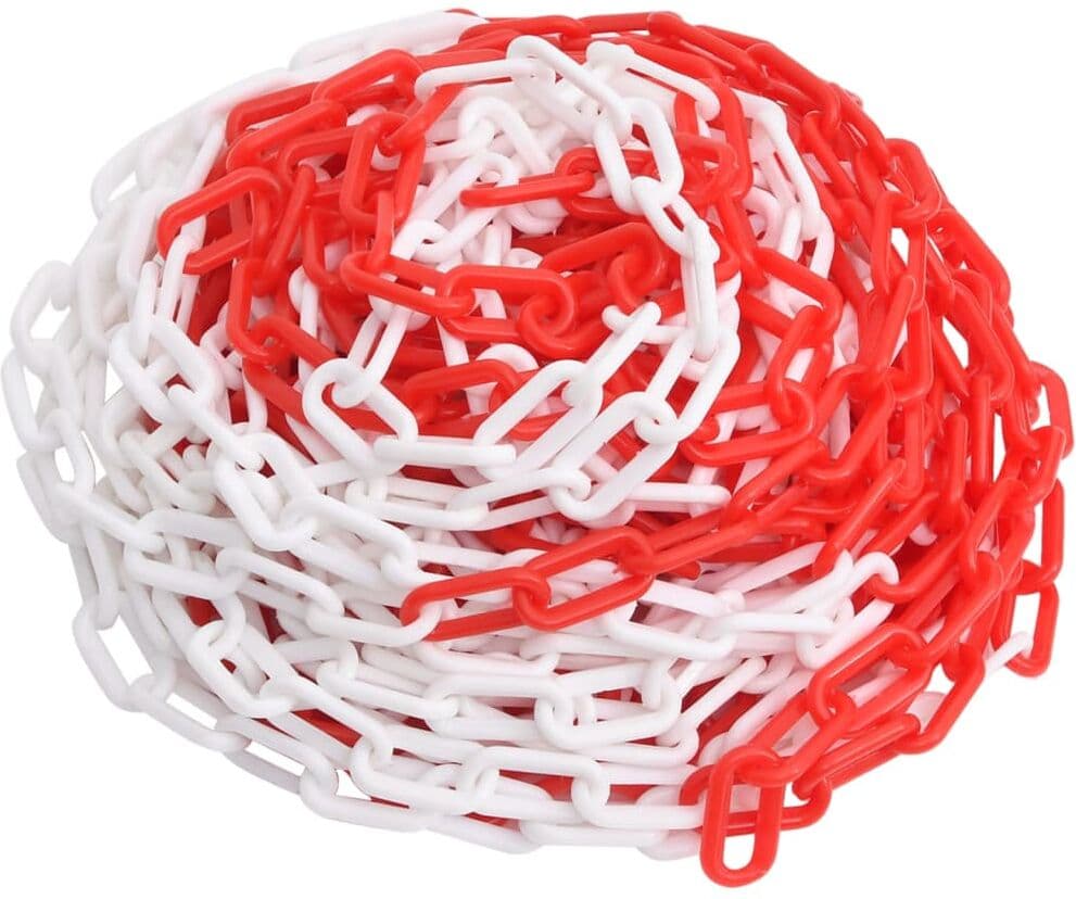 vidaXL Chaîne d'avertissement Rouge et blanc 30 m Ø4 mm Plastique
