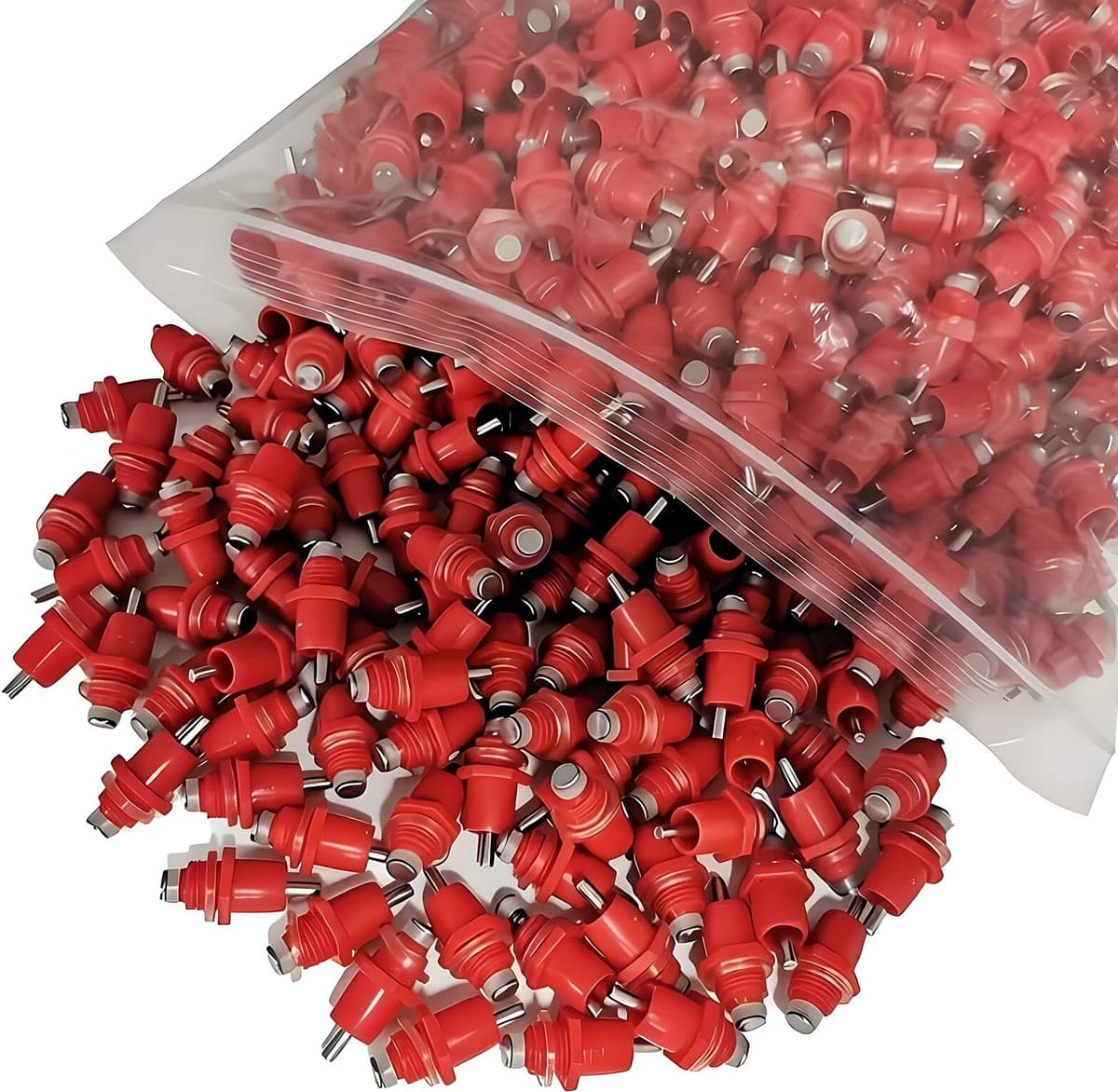 TUBEBEANS 100 Pcs Poultry Chicken Nipple Drinker Drinking Fountain Red Spring Type Mouth Water Poultry Farming Feeding Equipment chicken