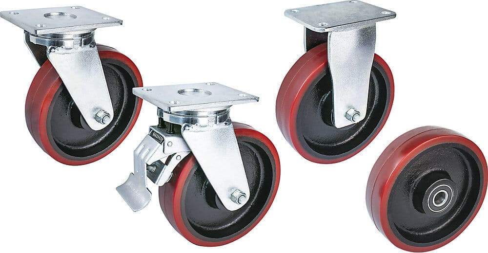 Polyurethan-Reifen, Plattenmaß 175 x 140 mm, Rad-Ø x Breite 200 x 50 mm, Bockrolle Proroll