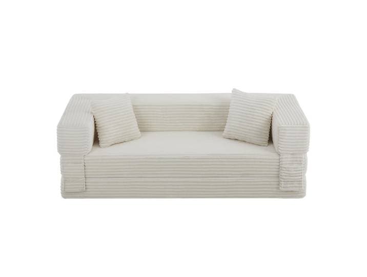 Wishdor Schlafsofa Cord Weiß mit Schlaffunktion, Rechteckig, 200x60x76 cm, Babymöbel & Kindermöbel, Kinderzimmer & Jugendzimmer, Schlafsofas