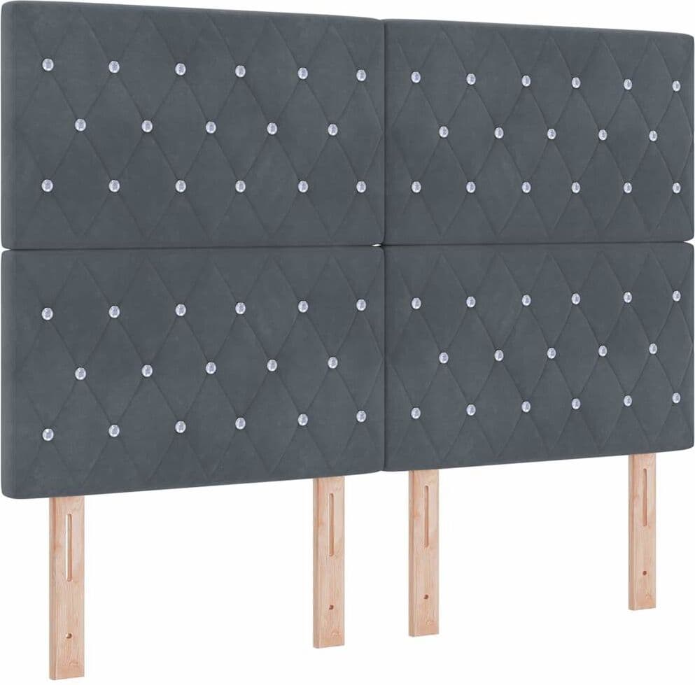 vidaXL Tête de lit LED Gris foncé Velours