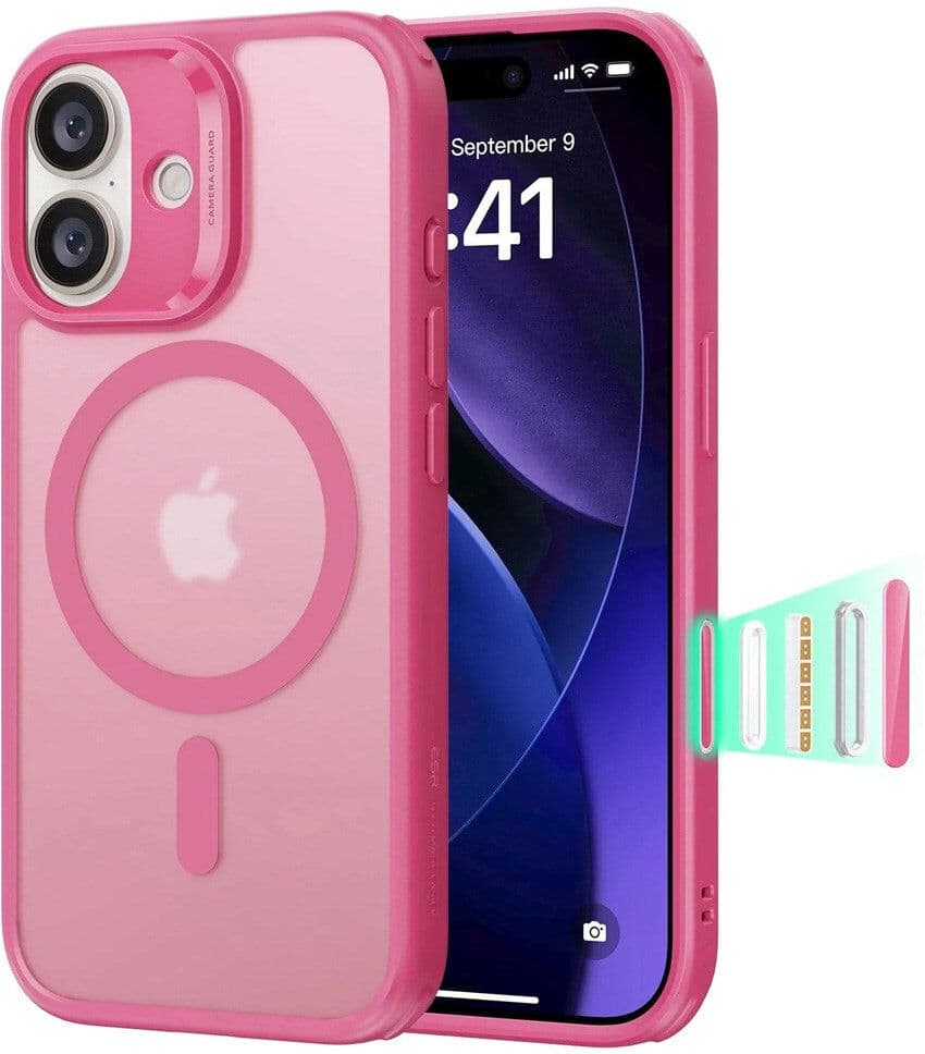 iPhone 17 ESR Classic Hybrid Cover m. Indbygget Camera Control Knap - MagSafe Kompatibel - Mat Lyserød