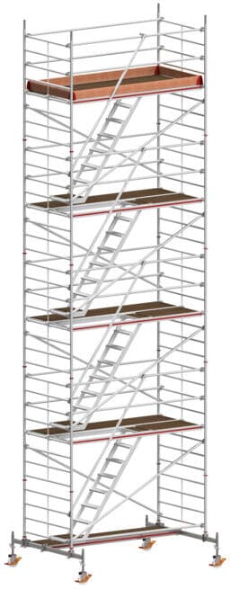 Échafaudage roulant avec escaliers intérieurs et traverses roulantes, hauteur de portée 10,60 m Hymer (827310)