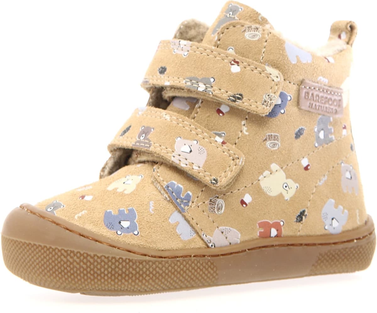 Lauflernschuh NATURINO "Wigghi", Mädchen, Gr. 29, Warmfutter, beige (sandfarben lamas), Veloursleder, bedruckt, Schuhe Lauflernschuh, Barfußschuh mit Lamas bedruckt, Größenschablone zum Download