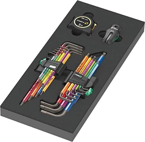 Wera 9740 Schaumstoffeinlage Winkelschlüssel-Set 1, 20?teilig (schwarz/grau, in Schaumstoffeinlage für Werkstattwagen)