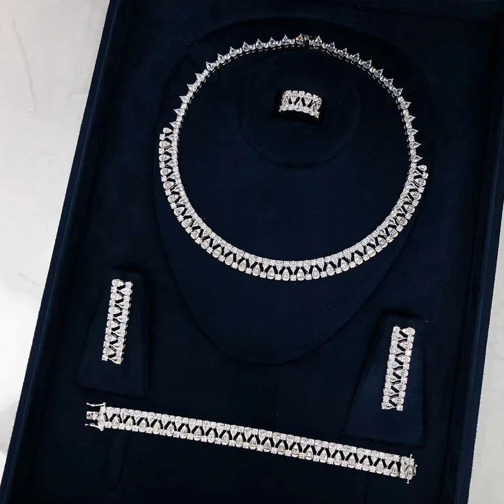 Ujove 00094 Necklace Sets for Women Heart Water Drop Cubic Zirconia Jewellery Set Dubai Saudi Party Engagement Accessory Drop Shipping