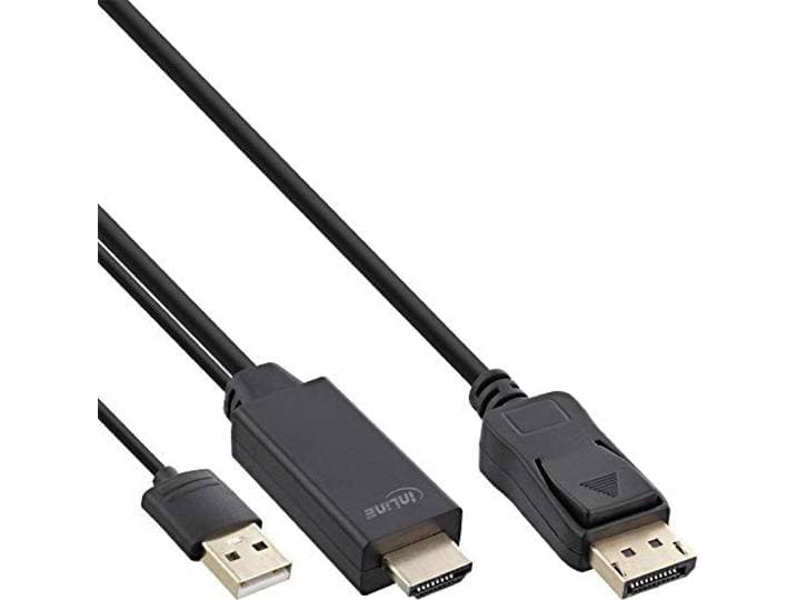 InLine® HDMI naar DisplayPort converter kabel, 4K, zwart/goud, 1m