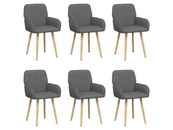 KDVXBCQJH Esszimmerstühle 6er Set Polsterstuhl Dunkelgrau Stoff Komfortable Küchenstühle mit Armlehne und Massivholzbeinen aus Kautschukbaum für Esszimmer und Wohnzimmer.
