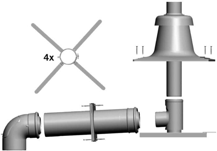 Wolf Anschlussset 2651554 DN 110/160, raumluftunabhängig, für Schachteinbau, weiß