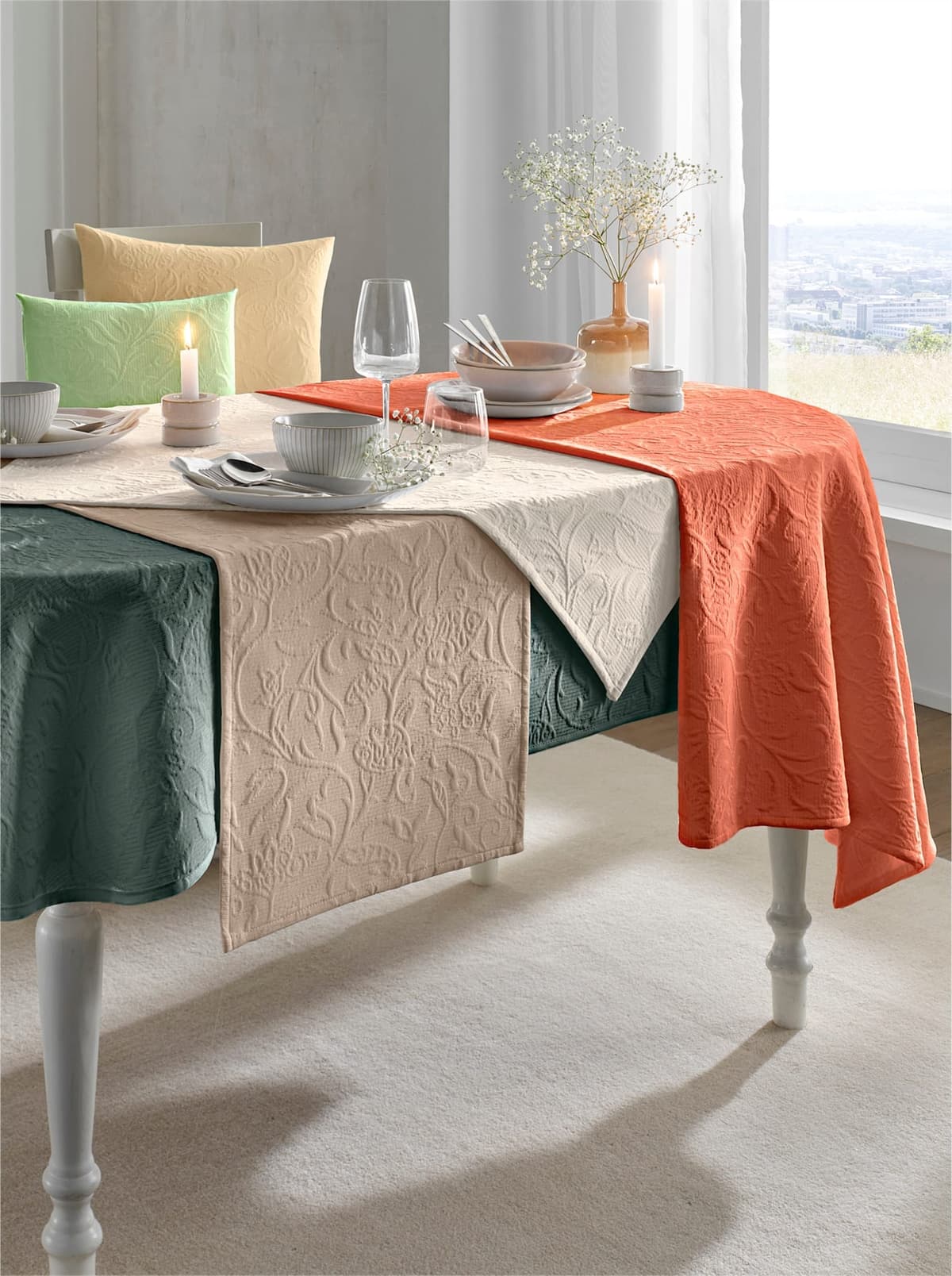 Tischdecke Gr. 5, beige (champagner), B:130cm L:220cm, Tischdecken, Tischdecke champagner B/L: 130cm x 220cm, eckig