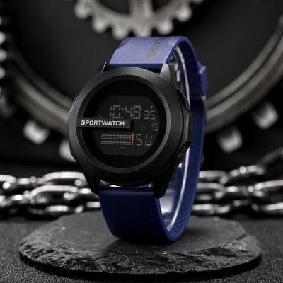 Modern Mode Marketplace Mens Multi Function Luminous Digital Watch Large Dial, Water Resistant, And Stylish dark Blue