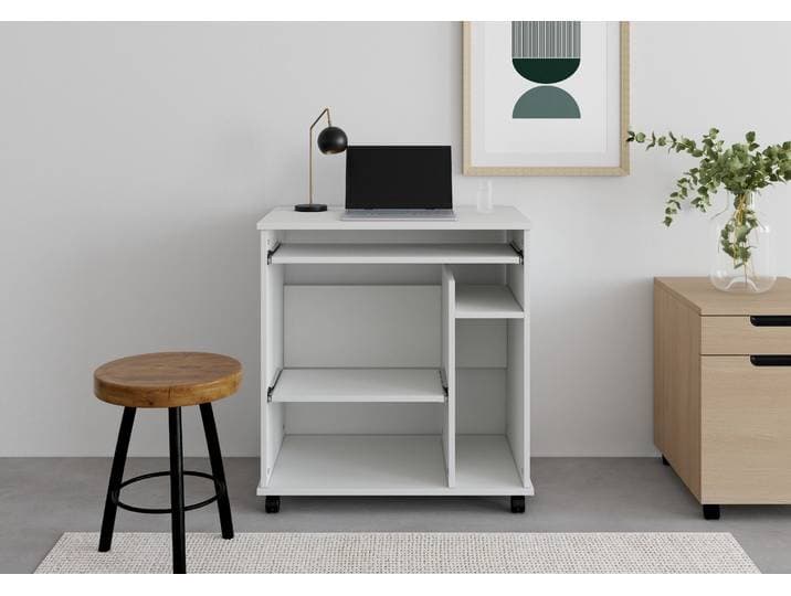Computertisch VOGL MÖBELFABRIK Compi , weiß, B:72cm H:76cm T:46cm, Tische, Computertisch, PC-Tisch mit Tastaturauszug, platzsparend, Breite 72 oder 90 cm