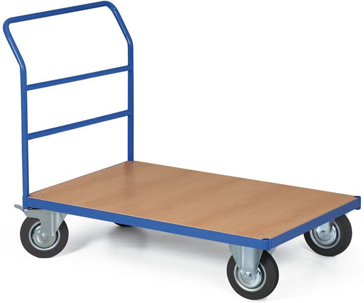 B2B Partner Wózek platformowy, platforma 1000 x 700 mm, nośność 300 kg, koła 160 mm z czarną gumą
