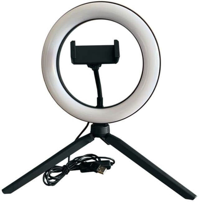 Pack Candeeiro LED 12,5W Dimável 10" + Tripé com Suporte Smartphone p/ Estúdio Fotográfico