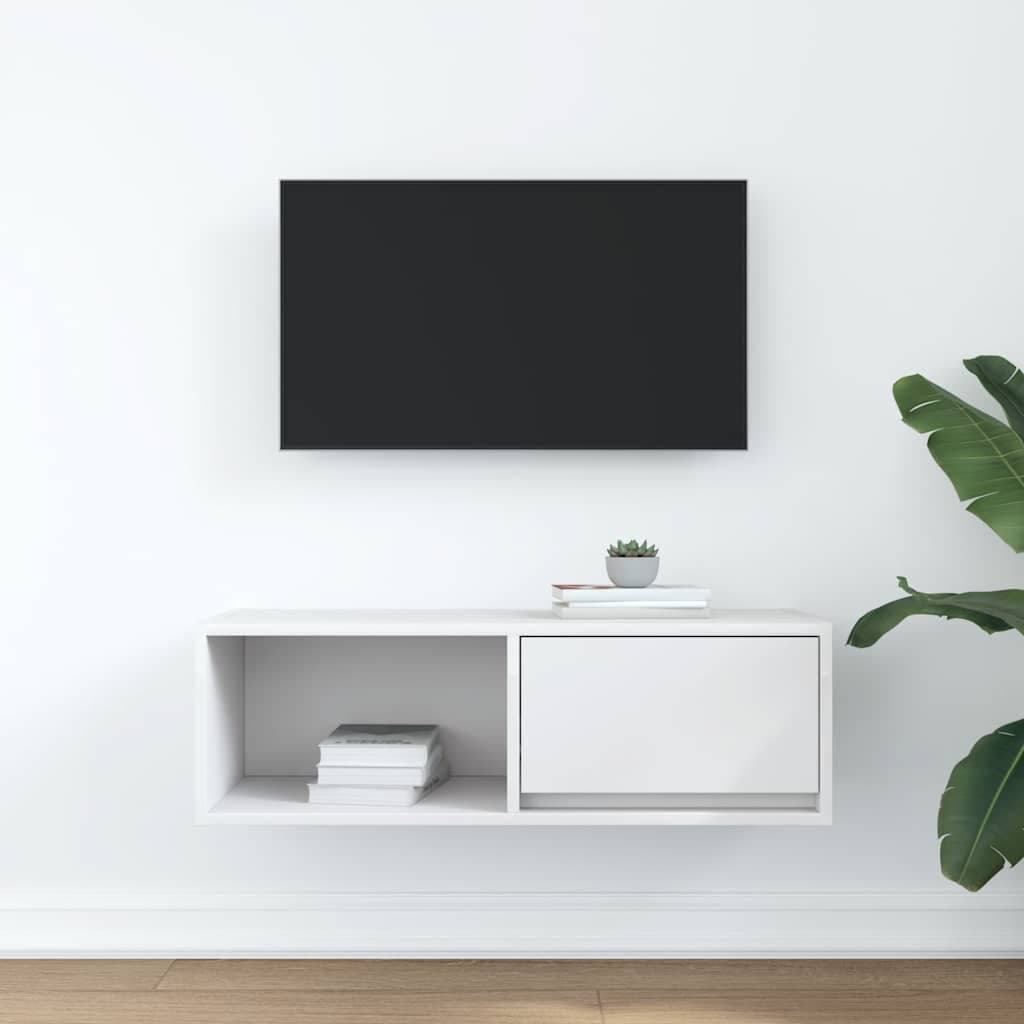 vidaXL Meuble TV blanc 80x31x25,5 cm bois d'ingénierie