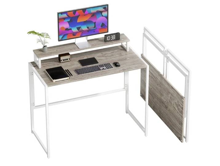 Bureau d'ordinateur - HOMCOM - support d'écran - pour chambre petits espaces - cadre en acier - 100 x 48 x 87 5 cm - bois naturel