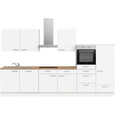 Küchenzeile NOBILIA "Touch I", NEU: individuell anpassbar mit gratis Profi-Beratung", weiß (küche: weiß, korpus: alpinweiß, arbeitsplatte: eiche sierra nachbildung), B:360,3cm H:216,6cm T:60cm, Komplettküchen-Sets, Küchenzeile, vormontiert, Breite...