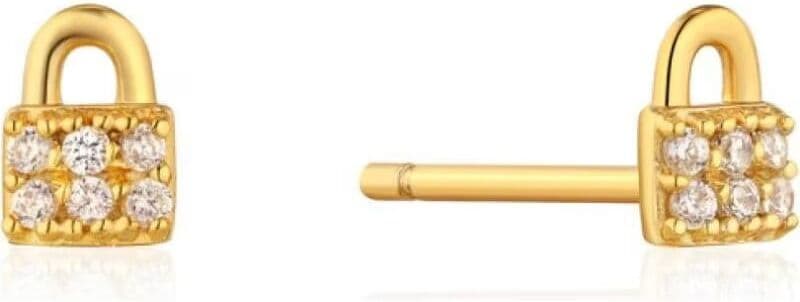 Pendientes Ania Haie Mujer E032-03g Candado Dorado Con Circonitas En Plata De Ley 0,5cm Mujer