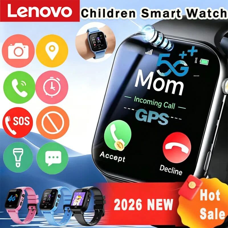 Lenovo 2027  4G 5G GPS Waterproof Kids Camera Smart Watch Reloj Inteligente Niños Sim Card Call Electronic Child Watch GiftS