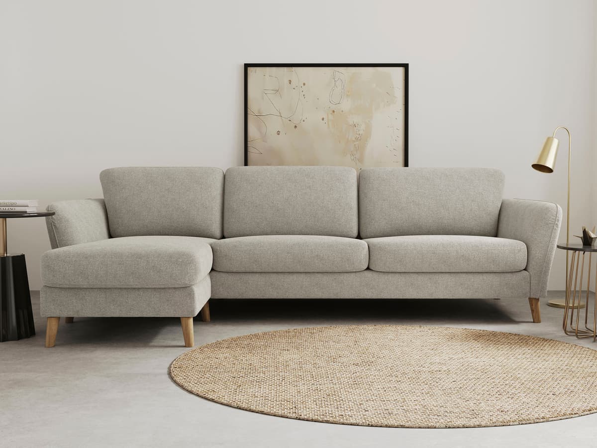 Ecksofa GOODPRODUCT "MARSEILLE (279/152cm),L-Form, Rec. rechts/links, verschiedene Bezüge", grau (light grau), B:279cm H:88cm T:152cm, Struktur fein (58% Polyester, 22% Polypropylen);Filzoptik (100% Polyester);Webstoff (100% Polyester), Sofas, Ecksofa, Ma