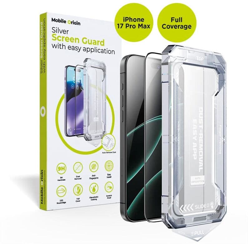 Mobile Origin iPhone 17 Pro Max / 18 Pro Max Screen Guard Skærmbeskyttelsesglas inkl. Easy Applicator - Gennemsigtig