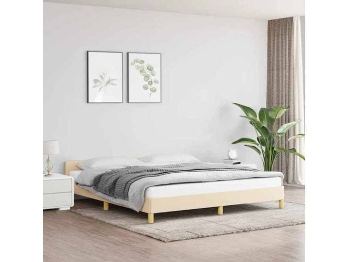 Cadre de lit sans matelas - 2 places - - tissu - crème - 180 x 200 cm@nnt83u