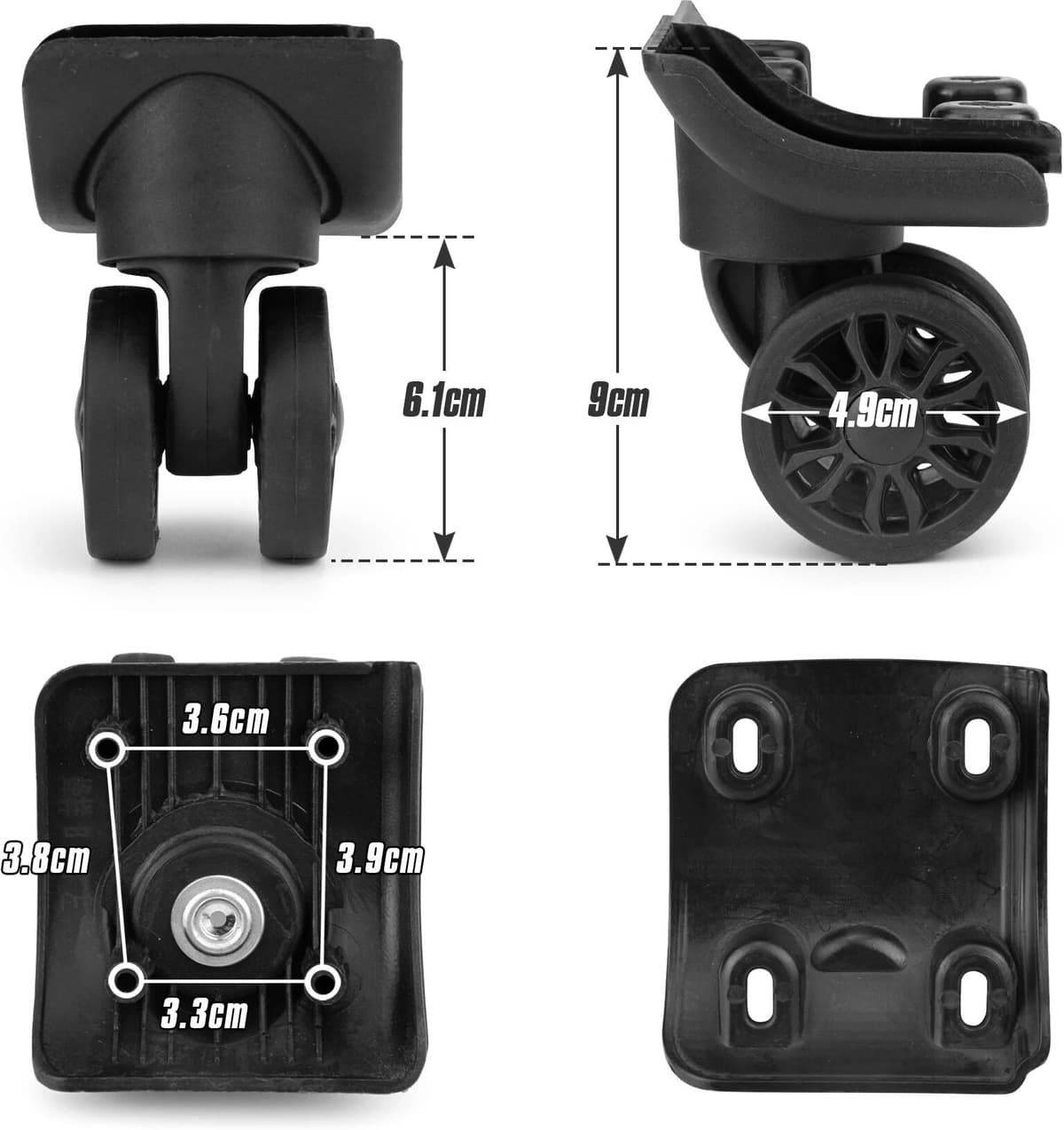 GUGULUZA 2Pcs ST0149 Trolley Caster Replacement Suitcase Luggage Box Wheels Double Row 360° Spinner Repairing Kit Heavy Duty Wheels