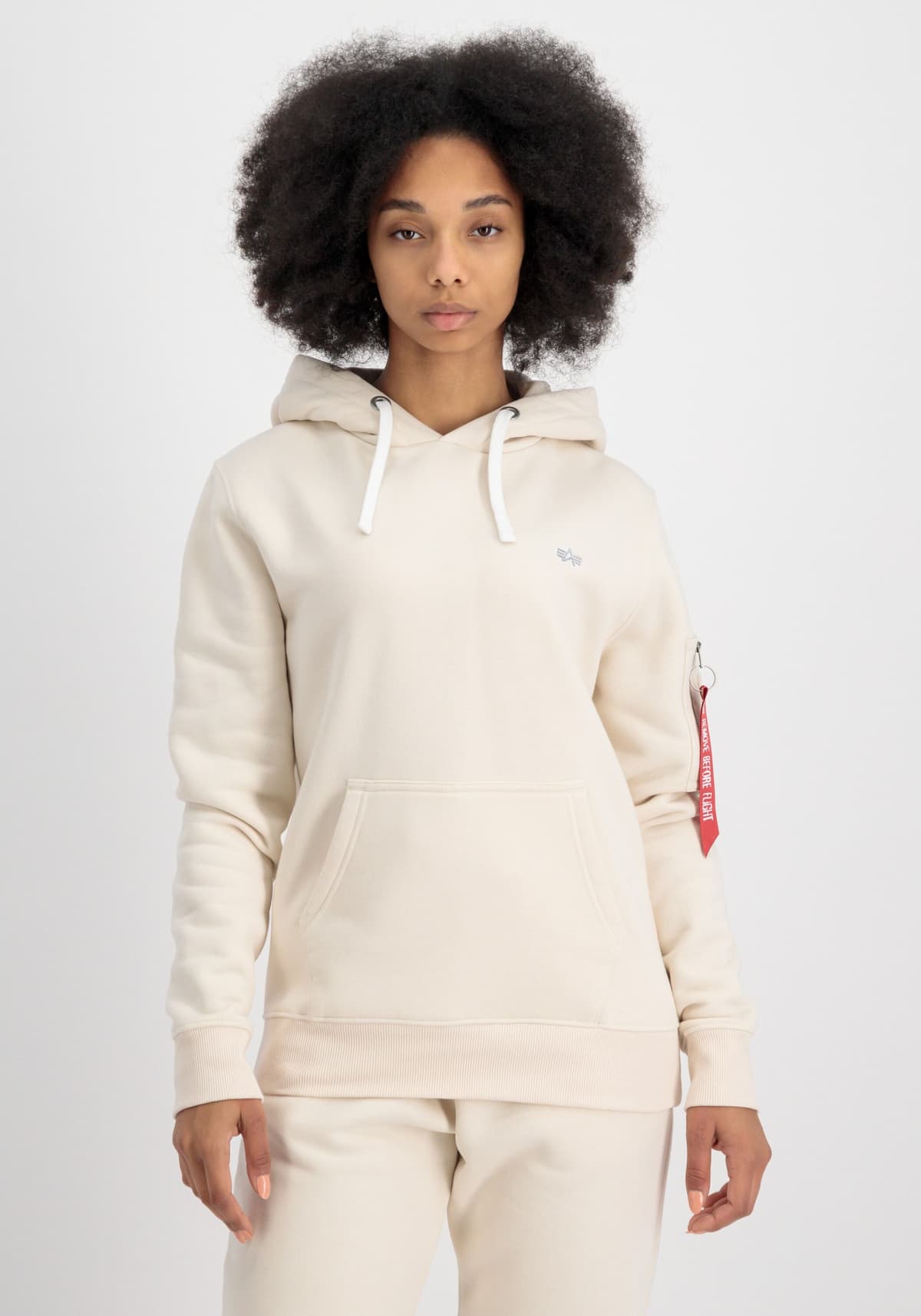 Hoodie ALPHA INDUSTRIES "Unisex EMB Hoodie", Herren, Gr. XS, weiss (jet stream weiß), Obermaterial: 80% Baumwolle, 20% Polyester, regular fit, Sweatshirts Hoodie jet stream weiß XS