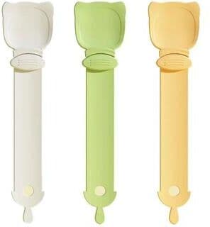 Inspired Finds Mess Free Cat Treat Spoon Feeder For Lickable Wet Food   Long Handle Squeeze Dispensing Spoon 3pcs yellowgreenwhit