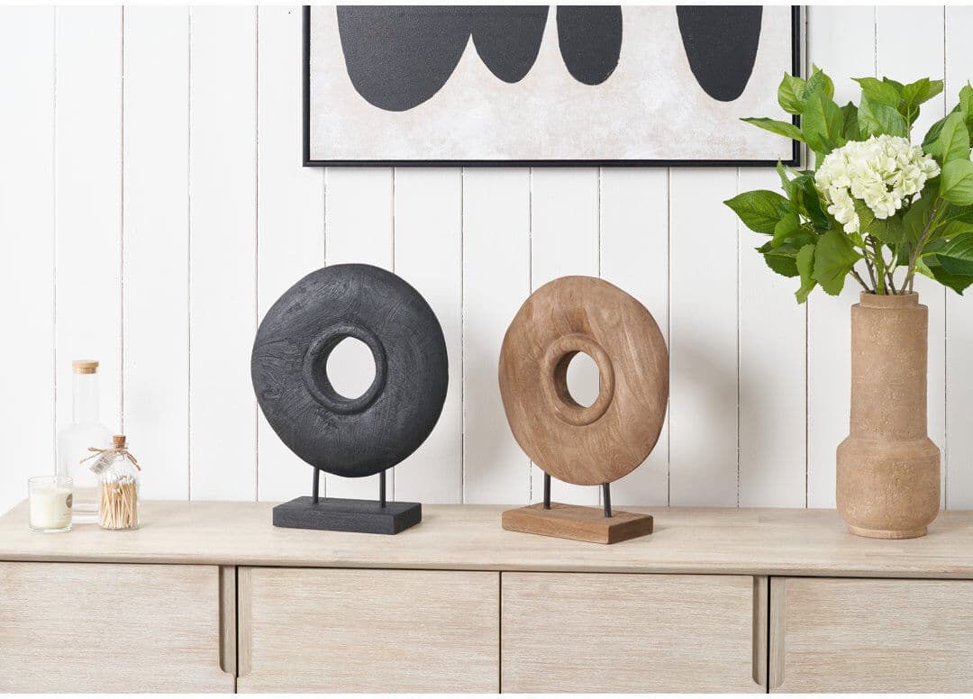 17 Stories Handcarved Mango Wood Circular Ornament Black 40cm H X 32cm W X 12cm D