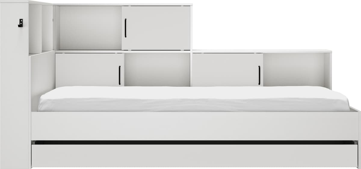 Bett mit Stauraum & Schublade - 90 x 200 cm - Weiß - ARMAND