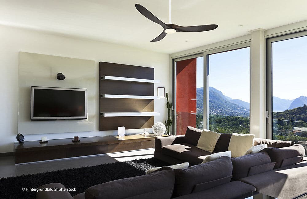 kaiserkraft Deckenventilator ECO GENUINO-L, Rotorblatt-Ø 1520 mm, nuss / mattweiß