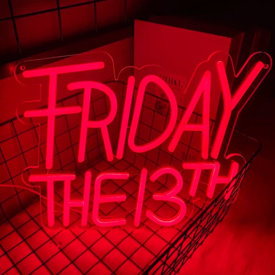 NONE Friday The 13th Neon Sign-Collectible Horror Movie Lamp Decor-Neon Signs for Halloween Decor, Party, Bar, Game Room Decor