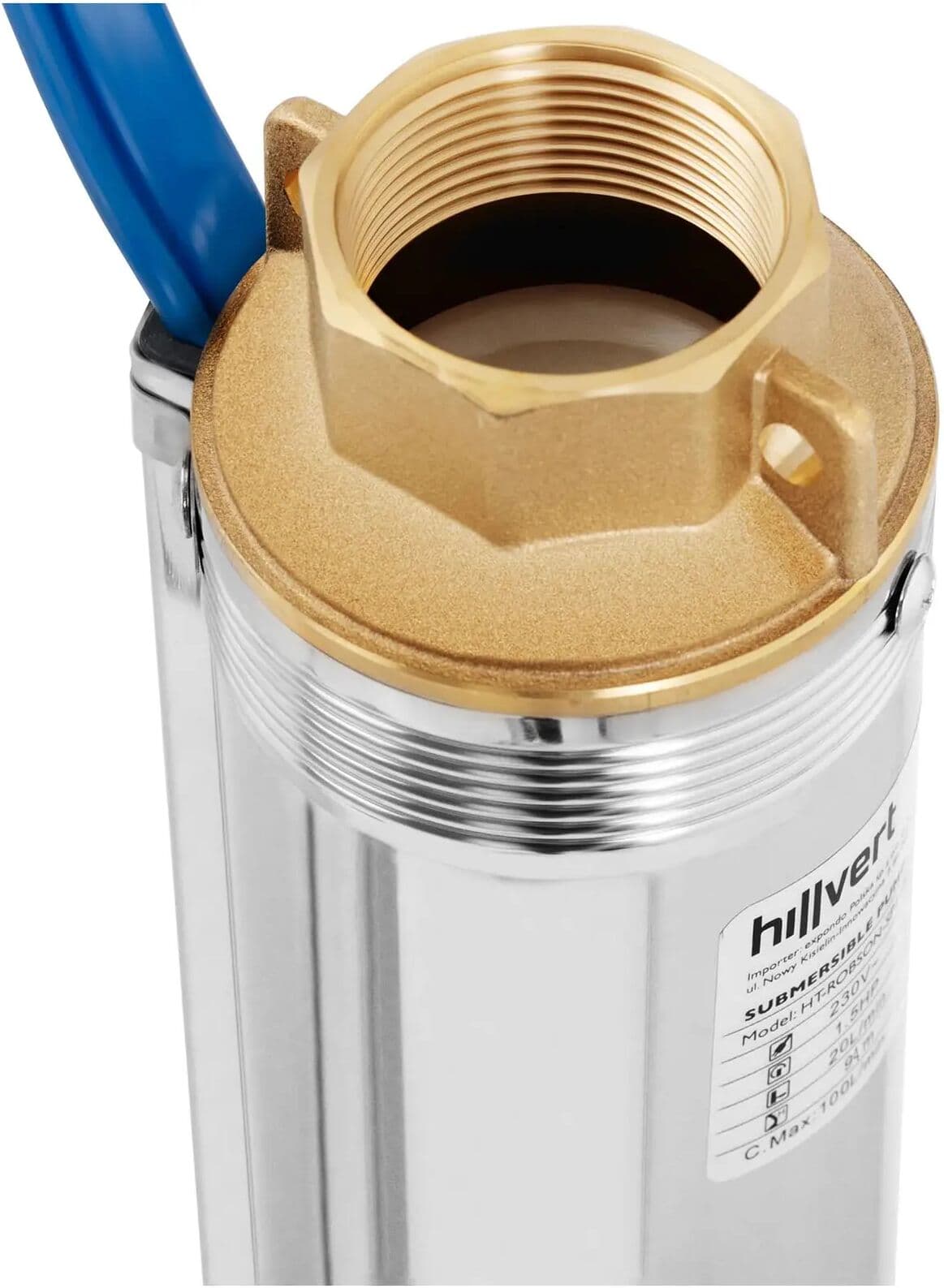 hillvert Pompa głębinowa - 95 mm / 3,75'' - 6000 l/h - 1100 W - kabel 20 m / wysokość podnoszenia 102 m - stal nierdzewna