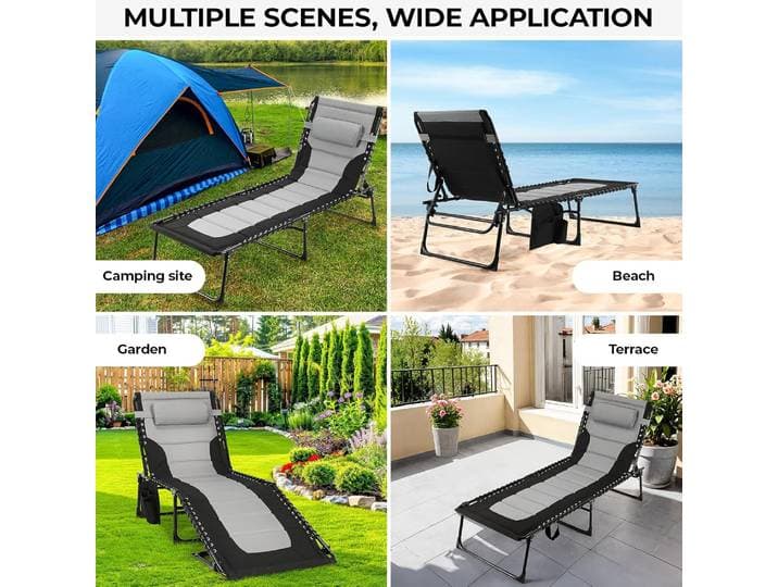 1 chaise longue pliante, chaise longue de jardin, chaise longue de plage, chaise longue de Camping, chaise de terrasse, jusqu'à 150 kg, 199x66x35 cm