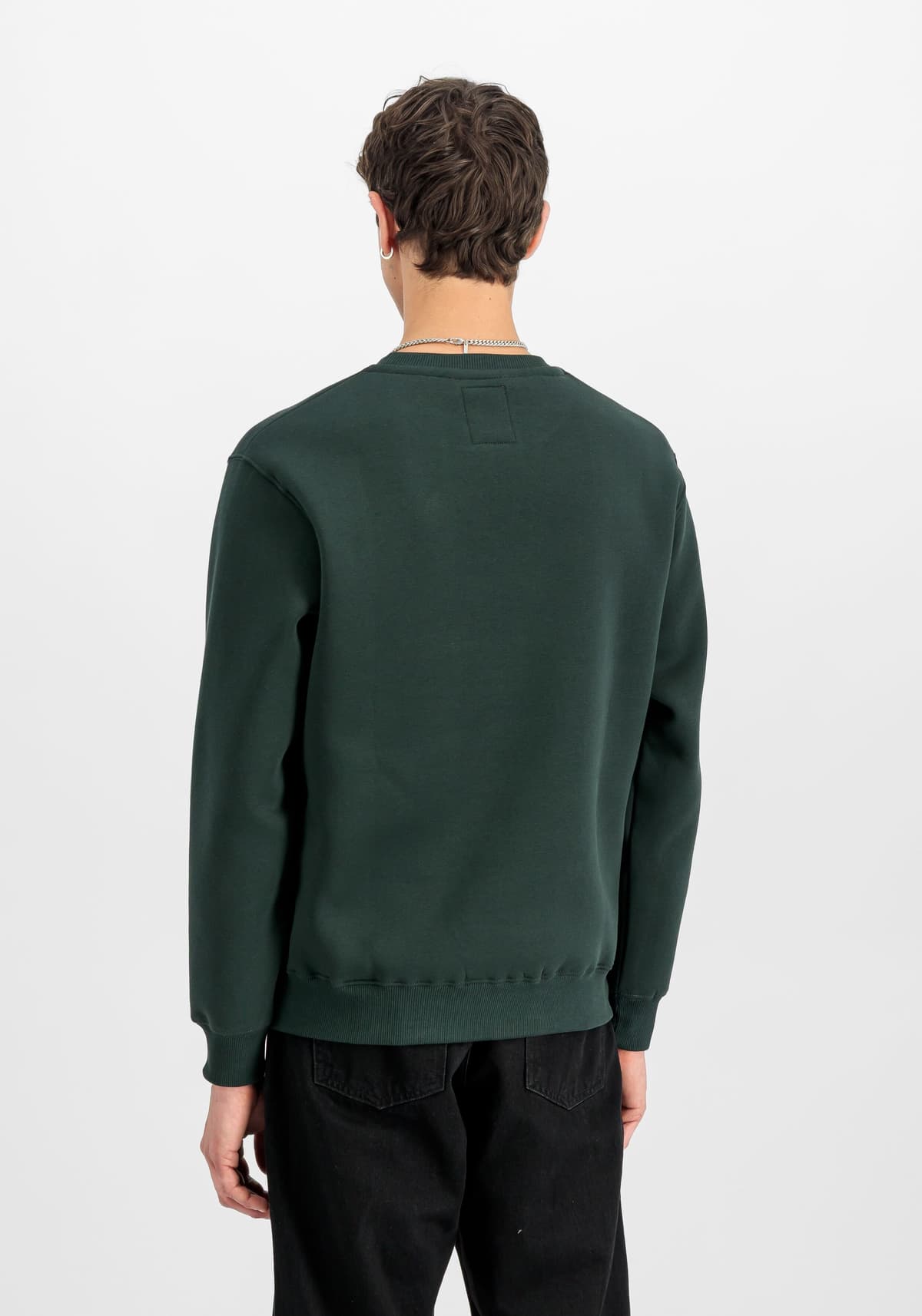 Sweatshirt ALPHA INDUSTRIES "Basic Sweater", Herren, Gr. L, blau (schwarz petrol), angeraute Sweatware, Obermaterial: 80% Baumwolle, 20% Polyester, bedruckt, normal normal, Rundhals, Rippbündchen, Sweatshirts Sweatshirt, Baumwollmischung, regular fit schw