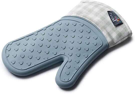 Zeal Steam Stop Silicone Single Oven Glove Gingham Duck Egg Blue