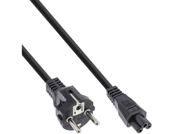 InLine® 16656T netsnoer voor notebook, 3-polige koppeling, zwart, 0,3 m