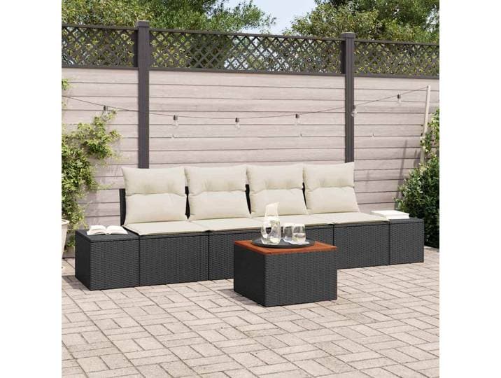 vidaXL Gartensofa-set 5 stk. Schwarz Poly-Rattan