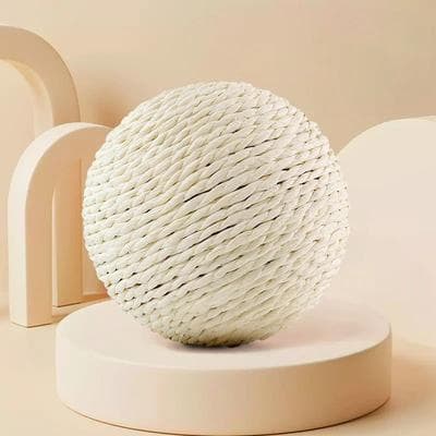 Inspire Select Interactive Sisal Cat Scratching Ball Toy With Sound Teething, Dental Cleaning & Anti Bite Play Ball For Kittens white