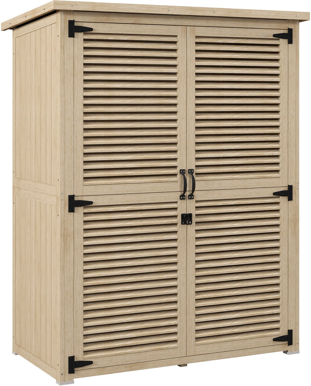 Outsunny Armadio a 2 Ripiani con Picchetti da Giardino, Portaoggetti in Legno di Abete, 127x65x159.5/168 cm, Legno Naturale   Aosom Italy