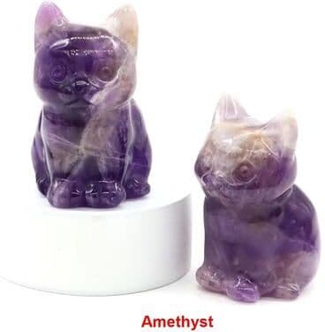 Inspired Finds Natural Amethyst Cat Statue Hand Carved Crystal Figurine For Healing & Meditation Decor amethyst