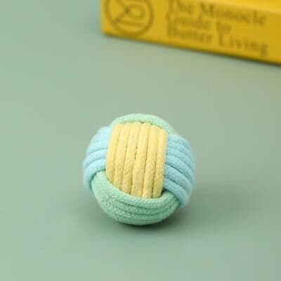 Inspired Living Cotton Rope Cat Chew Ball Interactive Toy yellow
